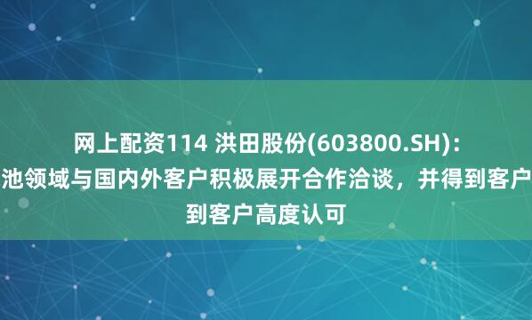 网上配资114 洪田股份(603800.SH):在固态电池领域与国内外客户积极展开合作洽谈,并得到客户高度认可